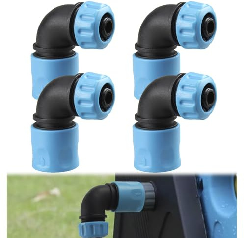 PAppositus 4 Stück Gartenschlauch Schnellkupplung Winkeladapter Set – 1/2 Zoll (12-13mm) 90 Grad Schlauchverbinder, Schlauchkrümmer für Bewässerung, Autowäsche & Garten – Schnellkupplung Adapter