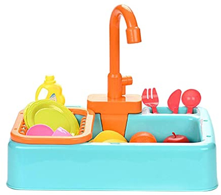 Generic Lavandino Giocattolo Bambini Set Cucina con Accessori Lavaggio Verdure Piatti Funzione Acqua Simulata Adatto a Regali di Compleanno Sviluppo Abilità D, Verde, Taglia unica bambino
