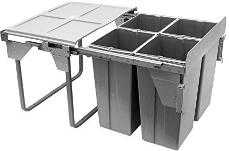 REJS RECYCLE BIN PULL OUT KITCHEN WASTE BIN W:600mm-4x17L(JC609M-4) w/front mounting