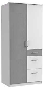 Wimex Kleiderschrank/ Drehtürenschrank Click, 2 Türen, 3 Schubladen, (B/H/T) 90 x 199 x 58 cm, Weiß/ Absetzung Lichtgrau