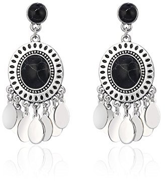 Ouran Damen Unisex Mädchen Herren - Silber Legierung Rund Mehrfarbig Black