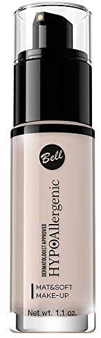 Bell HYPOAllergenic Mat&Soft 00 - Mattierender Make-up-Primer in Flasche, Matt, für alle Hauttypen, weiß mit pinkem Unterton