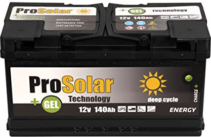 Batterie solaire au gel, 140 Ah 12 V, ProSolar Gel, sans maintenance, 150 Ah 120 Ah 110 Ah