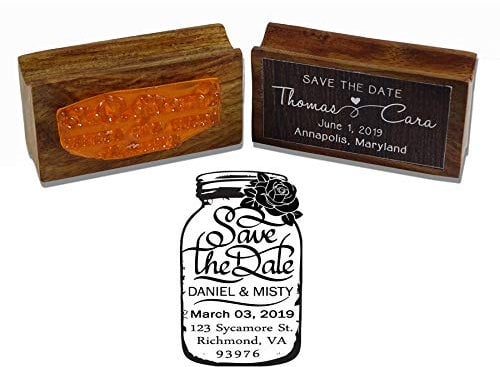 Printtoo Mason Jar Custom Save The Date Wedding Invitation Wood Mounted Rubber Stamp Gift