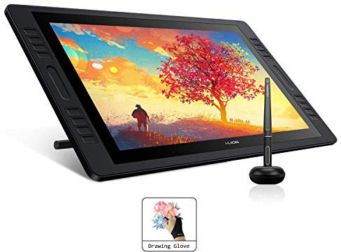 HUION KAMVAS Pro 20 Grafiktablett mit Display 19,53-Zoll Bildschirm-HD-Stift-Display Batteriefreier Stift, 16 Tastenkombinationen und 2 Touch-Leisten Ideal für Home-Office & E-Learning