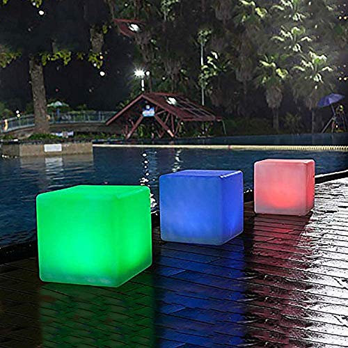Dapo Hochwertige LED-Außen-Solar-Garten-Leuchte-Lampe MATE 6 Farben & farbwechselnd IP44 Tisch-Boden-Dekorations-Party-Leuchte-Lampe 40cm (Würfel)