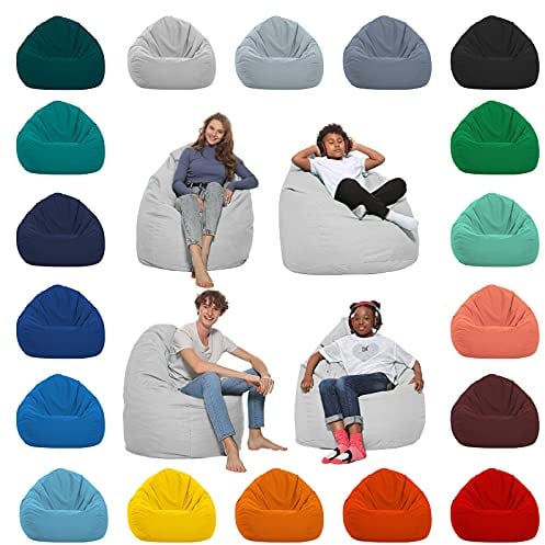 HomeIdeal - Sitzsack XXL Bodenkissen für Erwachsene & Kinder - Geeignet für Gaming oder Entspannen - Indoor wie Outdoor da er Wasserfest ist - mit EPS Perlen, Farbe:Weiß, Größe:XXL
