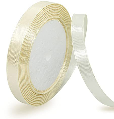 Satinband Creme 10mm, 22 Meters Beige Dekoration Geschenkband breit Schleifenband, Stoffband für Hochzeit, Taufe und Geburtstag Geschenke
