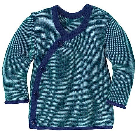 disana Veste mélangée 100 % laine mérinos bio GOTS IVN Best | Avec fermeture à enroulement | Nouveau-né bébé enfant enfant unisexe | Fabriqué en Allemagne, Bleu marine, 62-68