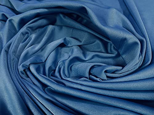 Single Jersey Polyester Stoff Meterware Uni Azurblau