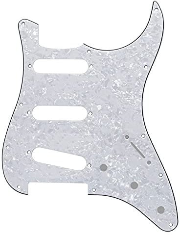 Guitar Anatomy Stratocaster Electric Guitar Pickguard Scratchplate to Fit Fender USA MEX SSS - White Pearl