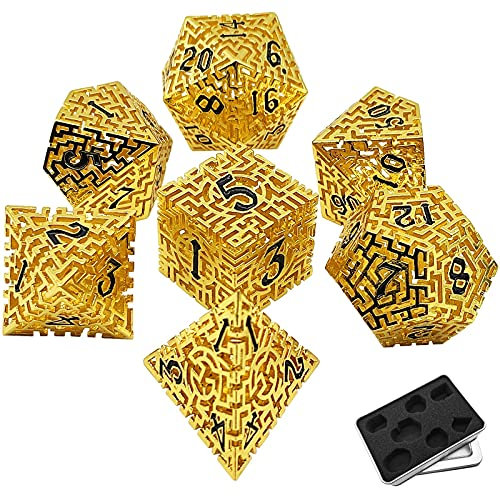 World of Dice - Garden of Minotaurus - Premium DND Würfelset, Metallwürfel, 7-teiliges Würfel-Set für Pen and Paper, Dungeons and Dragons (D&D), DSA, und vieles mehr