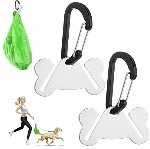 cobee Metal Waste Bag Carrier, Hands-Free Holder for Bags of Dog Poop, Dog Poop Bag Holder, Waste Bag Holder, Dog Poop Bag Carrier for Leash Dispenser Accessories(2pcs, Black)