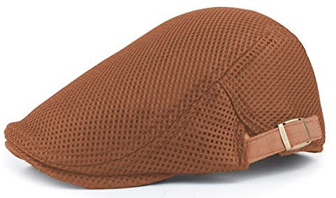 crazy bean Herren Schirmmütze Baskenmütze Barett Newsboy Cap Unisex Barette Cap Einstellbar SportmüTze FüR Sommer-braun-Einheitsgröße
