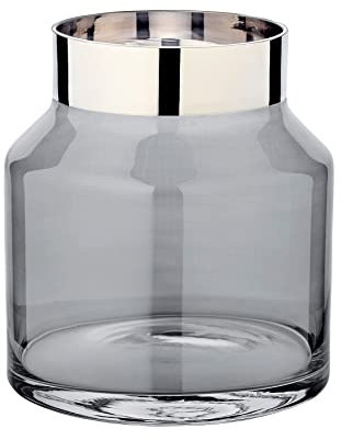 EDZARD Vase Gabi (diamètre 17 cm, hauteur 19 cm), verre en cristal soufflé à la bouche avec bordure en platine