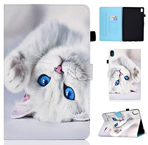 CASAFUNY Custodia per Lenovo Tab P11/P11 Plus 11 Pollice (TB-J606F/TB-J606X/TB-J607) Custodia Protettiva Magnetica Cover con TPU Copertura per Lenovo Tab P11/P11 Plus 2021, Gatto bianco