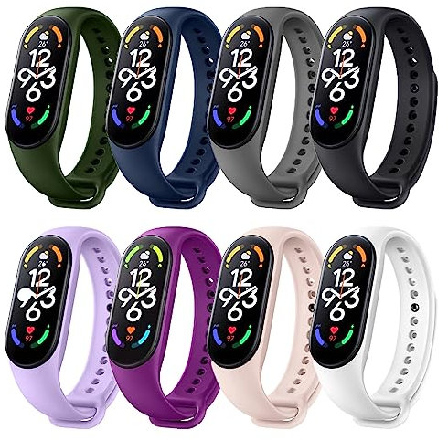 Confezione da 8 cinturini di ricambio per cinturino Mi Band 7 compatibile con Xiaomi Mi Band 7 Smartwatch Accessori Braccialetto colorato per donne e uomini in silicone Smart Watch Xiaomi 7