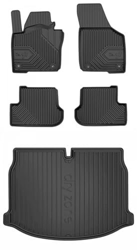 MOTOS Satz Gummifußmatten und Kofferraummatten passend für Volkswagen Beetle 2011-2019 Hatchback, ohne höhenverstellbaren Kofferraumboden Verbessern Sie Ihren Reisekomfort mit Antirutschmatte Auto 3D-