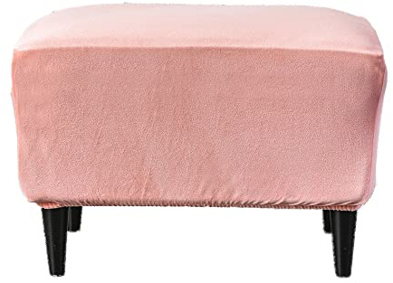 Highdi Ottomane Schonbezug Hockerbezug, Einfarbig Dicker Samt Hocker Hussen für Fußhocker Rechteckig, Stretch Bezug Ottomane Abdeckung Überzug Hocker Protector Hockerabdeckung (Rosa)