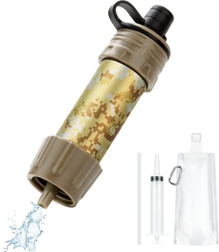 ENONEO 5000L Wasserfilter Outdoor Tragbarer Camping Wasser Filter Mini 0,01 Mikron Persönlicher Wasserfilter Survival Wasseraufbereiter Entfernt 99.99% Bakterien für Notfälle im Freien