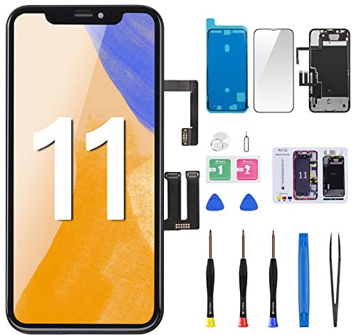 DGSCSMY Ersatzbildschirm für iPhone 11, mit Frontlautsprecher, Näherungssensor, 15,5 cm (6,1 Zoll), 3D-Touch-LCD-Display, Digitizer, komplette Montage, Glasbefestigungswerkzeuge, wasserdicht, klebend,
