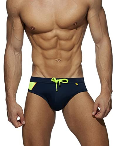 RQPYQF Costume da Bagno Uomo, Costume Slip Nuoto Mare e Piscina Uomo Swimming Brief Coulisse Regolabile YK16 (Blu Scuro, XXL)
