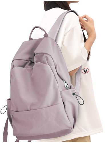 WEPLAN Schulrucksack Mädchen Teenager Schultasche Rucksack Damen Casual Travel Daypack College Tagesrucksack Schultaschen Mädchen Backpack für Schule Reisen Wasserdicht Laptop Rucksack 14 Zoll,Lila