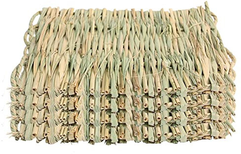 cypreason Bunny Grass Mat - Grass Mat Woven Bed Mat for Bunny - Toy Small Animal Handmade Bedding Hay Mat Toy for Guinea Pigs Chinchilla Rabbits