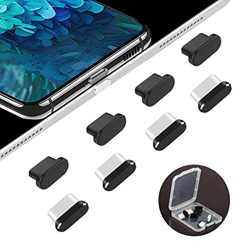 8x USB C Anti Dust Plugs Charging Port Protector for iPhone 15 16 Pro Max Samsung Galaxy Google Pixel MacBook Xiaomi Redmi Nokia OPPO Find Motorola moto and all Type-C Smartphones and Tablets - Black