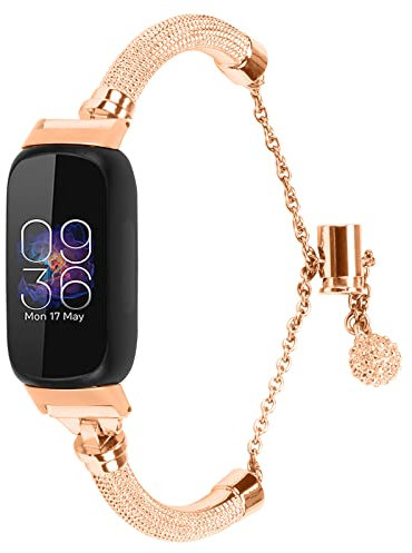 Gimuk Armband, kompatibel mit Fitbit Inspire 2, Damen, Edelstahl, Metall, verstellbar, Ersatz-Armband für Fitbit Inspire 2/Inspire/Inspire HR/Ace 2, klein, groß, 5.5-8.1, Metall (Roségold)