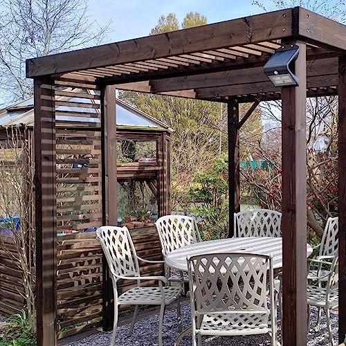 Rutland County Garden Furniture Panel Pergola - Outdoor Wooden Garden Gazebo - Rustic Brown (3m x 3m)