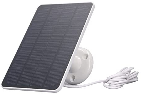 Panel Solar de 10 W para Cámara de Seguridad, Panel Solar USB para Cámara de Seguridad de 5 V CC, Cargador Solar Resistente Al Agua con Montaje Ajustable, Compatible con Micro USB (Blanco)