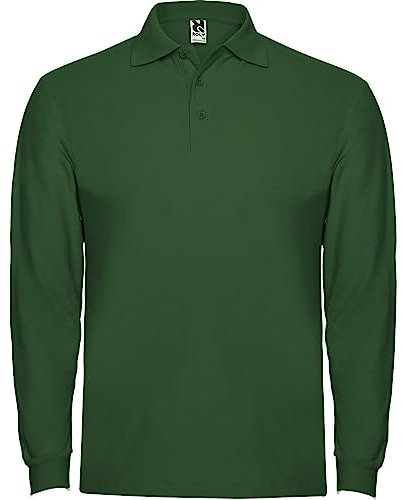 ROLY Polo Estrella 6635 Hombre Manga Larga Verde Botella 56 M