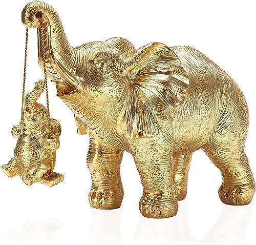 peiyee Elefanten Deko,Elefant Statue Figure,Harz Figur Elefanten Mutter,Elefanten Figuren Garten Ornament,Elefantenharz-Handwerksdekorationen,Gut für Heimdekorationsgeschenke