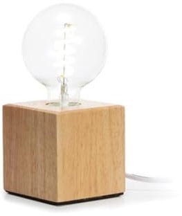Vellight Lampenfuß, Würfelform, Kabel mit Schalter, E27, 60 W, IP20, Eichenholz, 90 mm x 90 mm x 90 mm