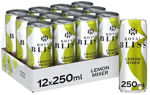 Royal Bliss Lemon Mixer, Tónica Aromatizada y Refrescante - Pack de 12 Latas de 250 ml