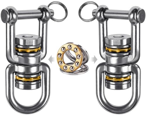 BeneLabel Drehwirbel Hängesessel, Schaukel Wirbel Lager Drehgelenk Kugellager Schwerlast Edelstahl 360 Drehbar Boxsack Seilwirbel Anhängung ösenhaken für Yoga Schwenkgrill