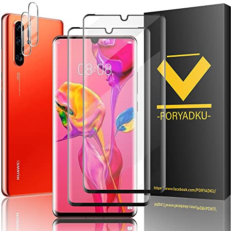 [2+2 Pezzi] Vetro Temperato per Huawei P30 Pro Pellicola, 2 Pezzi Pellicola Protettiva e 2 Pezzi Pellicola Fotocamera, HD, Durezza 9H, Anti-Impronte, Anti Graffio, per P30 Pro Vetro