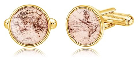 Gold Weltkarte Manschettenknöpfe für Männer Sterling Silber Manschettenknöpfe für Männer Smoking-Schmuck für Business Vater der Braut