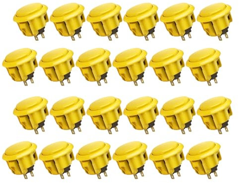 QANBA D-lite - Botones originales de arcade para máquinas de arcade de 30 mm (caja (amarillo DL11) 24 unidades