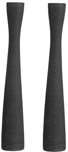 Dekorative Keramik Bodenvase 2 Stück Schwarz, Schlank mit Schmalem Hals
