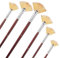 Oruola Lot de 6 pinceaux éventail – Poils en nylon doux, long manche en bois pour acrylique, aquarelle, peinture à l'huile, gouche (2/4/6/8/10/12)