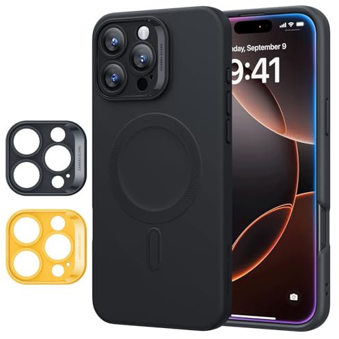 ESR for iPhone 16 Pro Case with MagSafe, Smooth & Slim Silicone Case, Shockproof, Full Screen and Camera Protection, Anti-Scratch, Soft Microfiber Lining, Cloud Series, Black