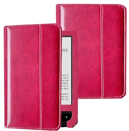 Étui pour liseuse Pocketbook Touch Lux 3 614 615 624 625 626 en cuir PU avec fonction veille/réveil automatique (rouge vin)