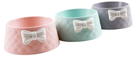 BELLIFFY 2pezzi Ciotole Pet Plastica Rosa Con Decorazione a Fiocco Per Cani e Gatti Facili Da Pulire e Leggere Per Uso Quotidiano e Viaggi