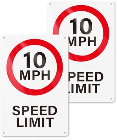YIKIADA Lot de 2 panneaux de limitation de vitesse de 10 MPH - 200 x 300 mm - En aluminium - Réfléchissants - Pour allée, maison, clôture, mur, portail extérieur