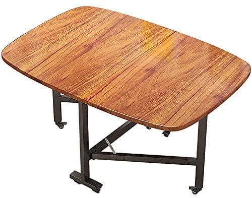 Klapptisch Esstisch aus Holz, rechteckig, ausziehbarer Küchentisch, platzsparend, verstellbarer Klapptisch mit beweglichen Rädern