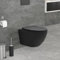 ECD Germany WC Suspendu sans Rebord en Céramique Noir Mat, Revêtement Nano, Toilette Murale Suspendue Long 52 cm, avec Siège Amovible en Plastique Softclose, Chasse d'Eau Profonde Effet Lotus