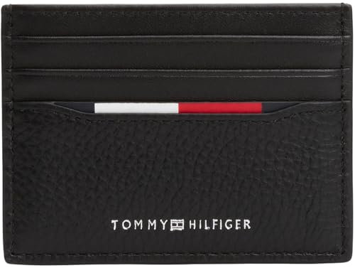Tommy Hilfiger Uomo Porta Carte Central Finitura Zigrinata, Nero (Black), Taglia Unica