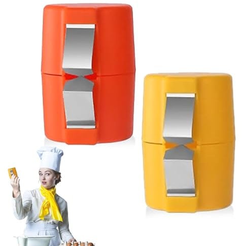 2Pcs Egg Cracker Tool, Easy Egg Shell Opener, Handheld Egg Seperator Tool, No Mess Egg Opener Tool, Portable Eggshell Opener Remover, Perfect for Baking, Scrambled Eggs & Omelets (Red&Yellow)